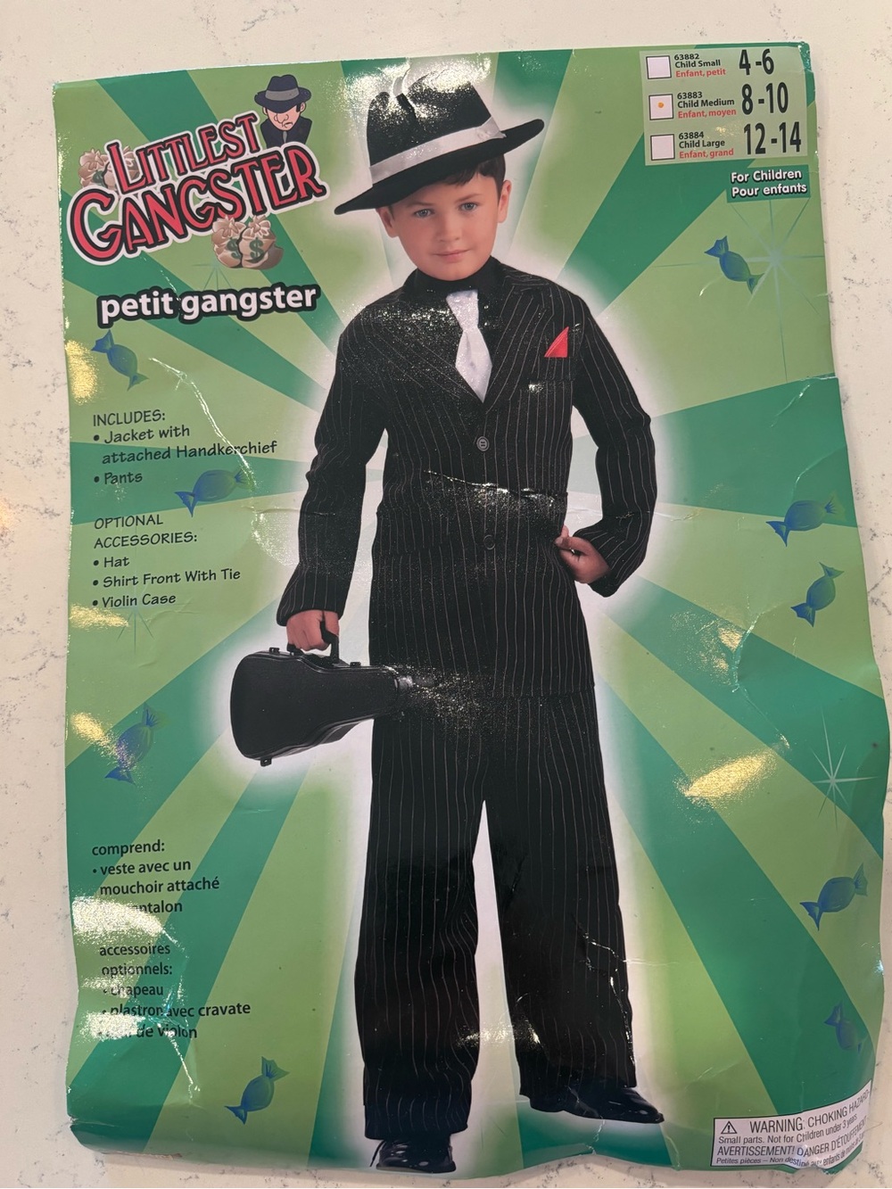 Little Gangster Boys Halloween Costume Medium striped pin suit mafia